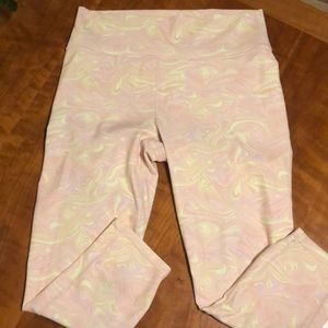 Fabletics High Waisted printed PowerHold, yellow and pink